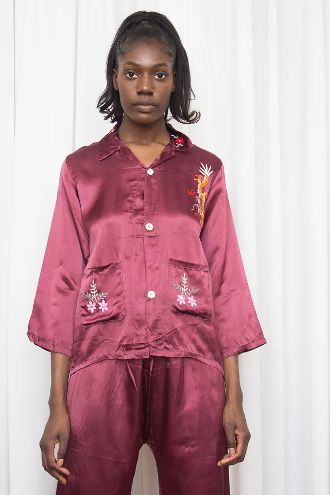 Embroidered pajamas sale